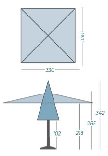 Parasol Presto | 3,3x3,3 meter - Afbeelding 6